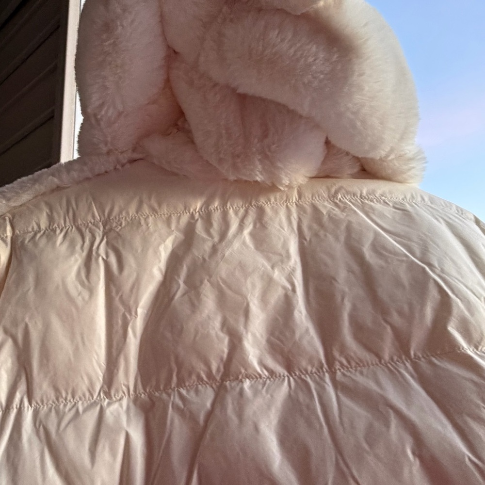 🆕❄️Sam Edelman Reversible Faux Fur Hooded Outwear Wool Coat Cream Jacket XL - Picture 14 of 17
